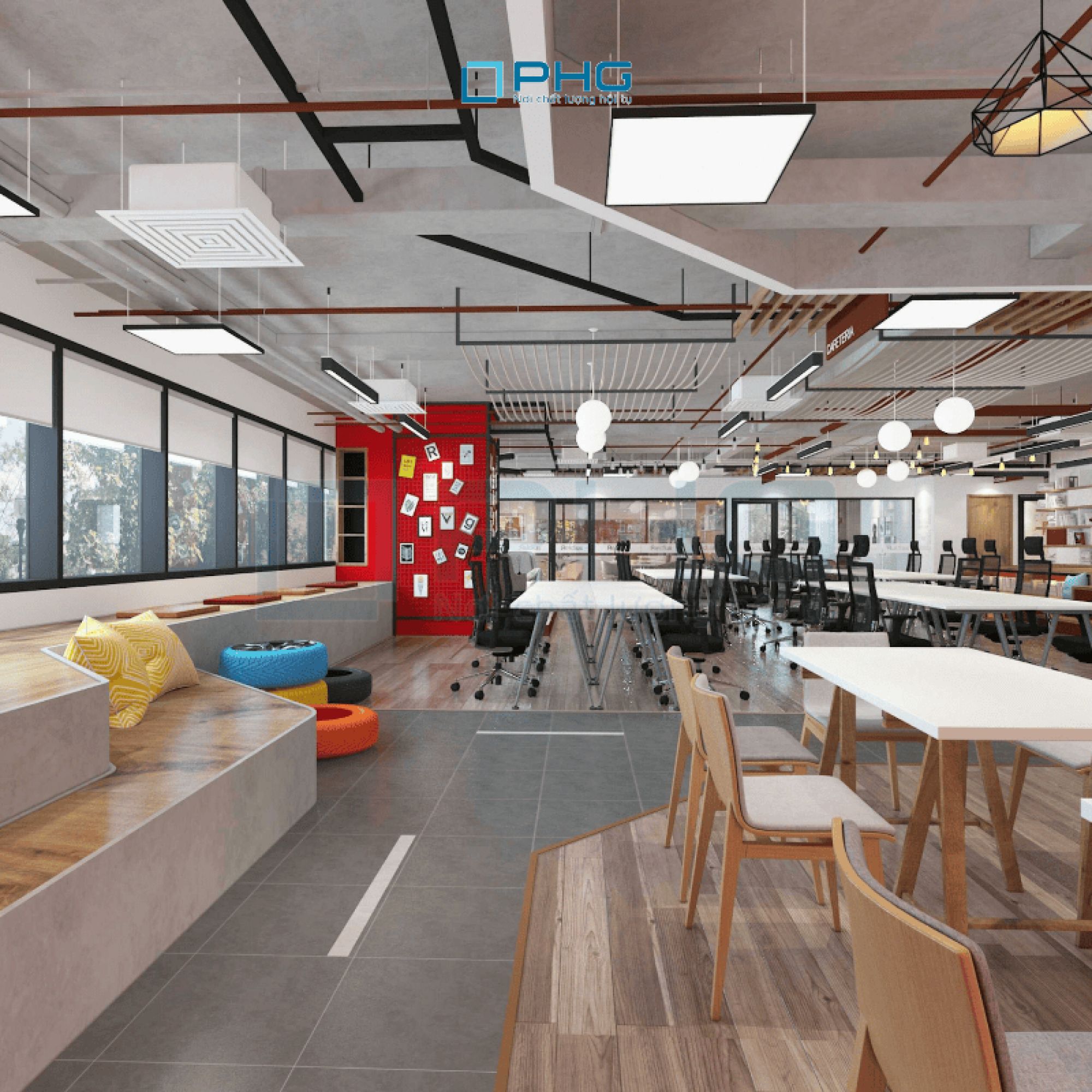 Văn Ph&ograve;ng Redius VTC | Thiết kế văn ph&ograve;ng mở s&aacute;ng tạo bởi PHG
